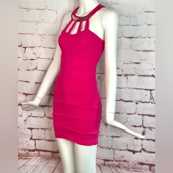 BarbieCore Y2K Hot Pink Bandage Body Con Minidress Size Small - Picture 15 of 15